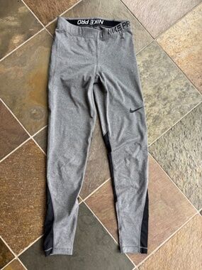 Nike Pro Womens Compression Training Leggings Heather Gray Small